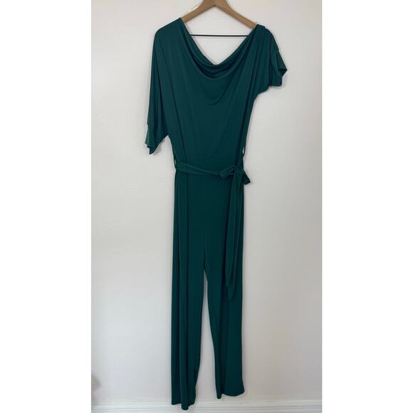 Janette Plus Green Off Shoulder Wide Leg Jumpsuit 2X - Picture 2 of 8